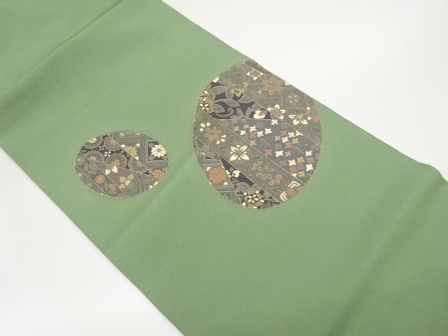 JAPANESE HIRAKI NAGOYA OBI / CHIRIMEN / KINSAI / WOVEN ROUNDEL